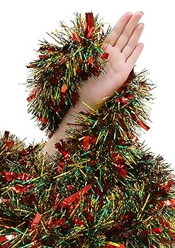 50 Ft White Tinsel Garlands Christmas Tree Decorations, Thick Thin Metallic Stre