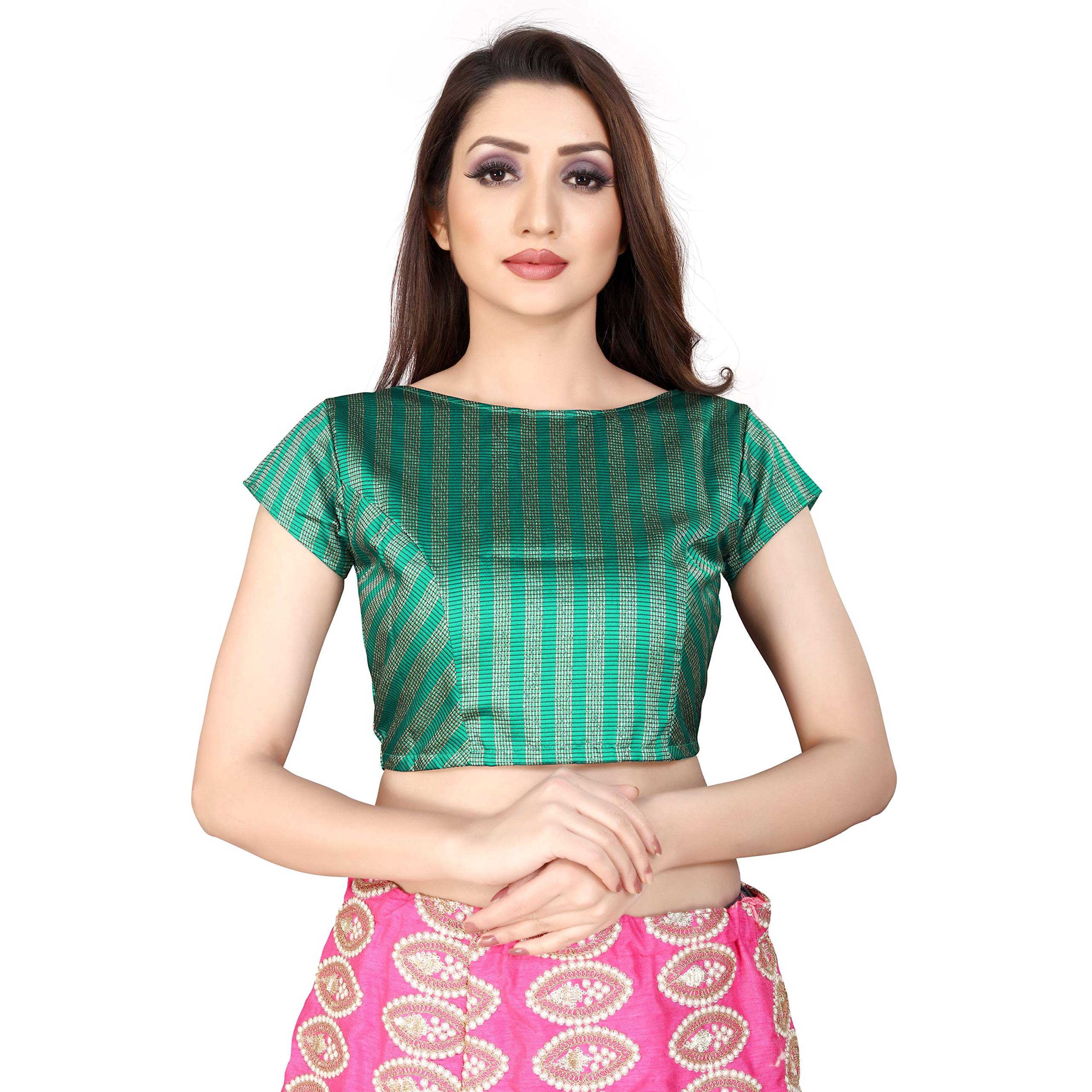 fressia fabrics Women's Brocade Stitched Saree Blouse-picture-41
