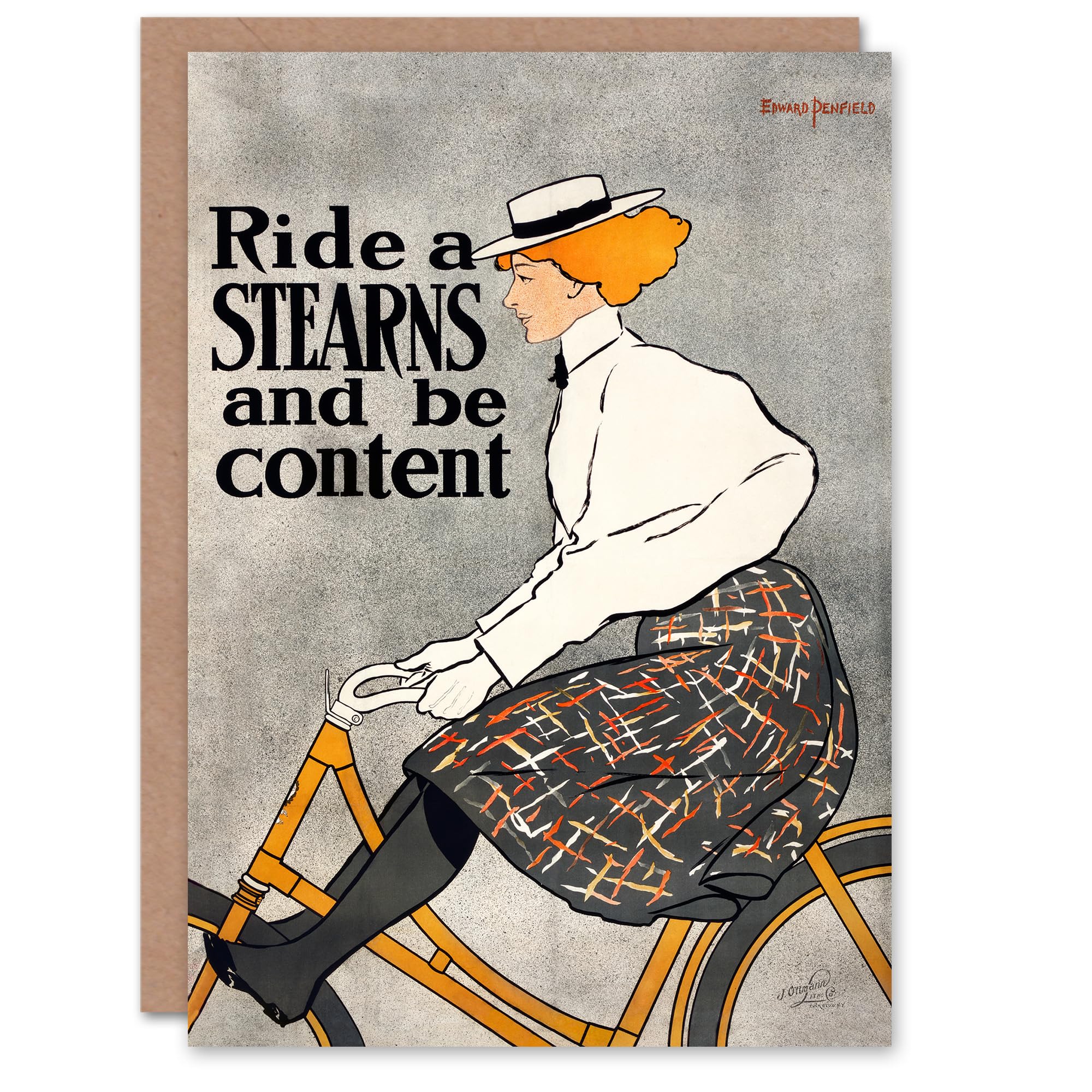 Edward Penfield Art Card Ride a Stearns Vintage Bicycle Ad