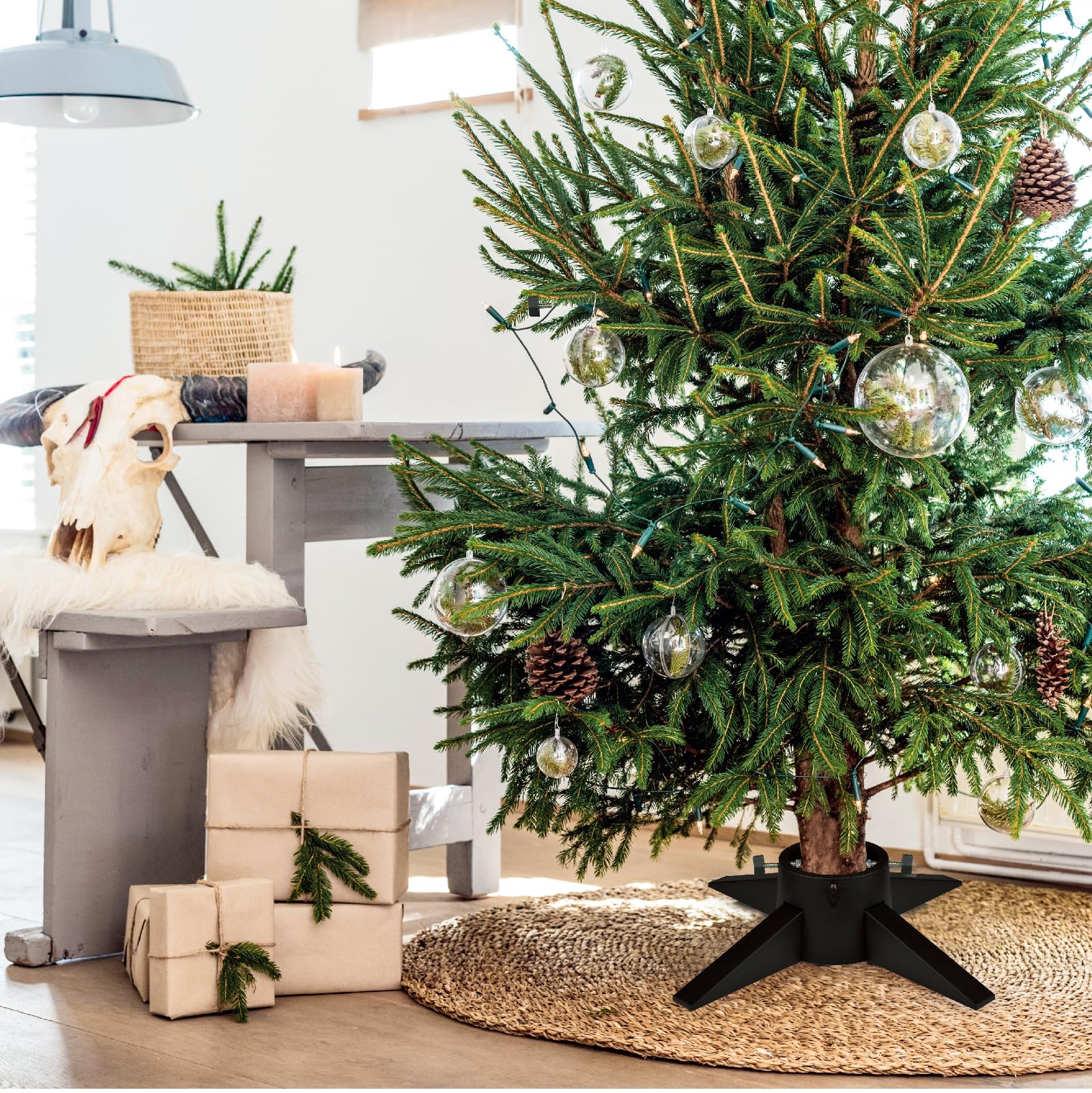 Socle pour Sapin de Noël avec Réservoir - Design Moderne - Socle pour Sapin de Noël Réel - Base pour Sapin de Noël avec Pieds Amovibles - Support pour Sapin de Noël pour la Maison et le Bureau