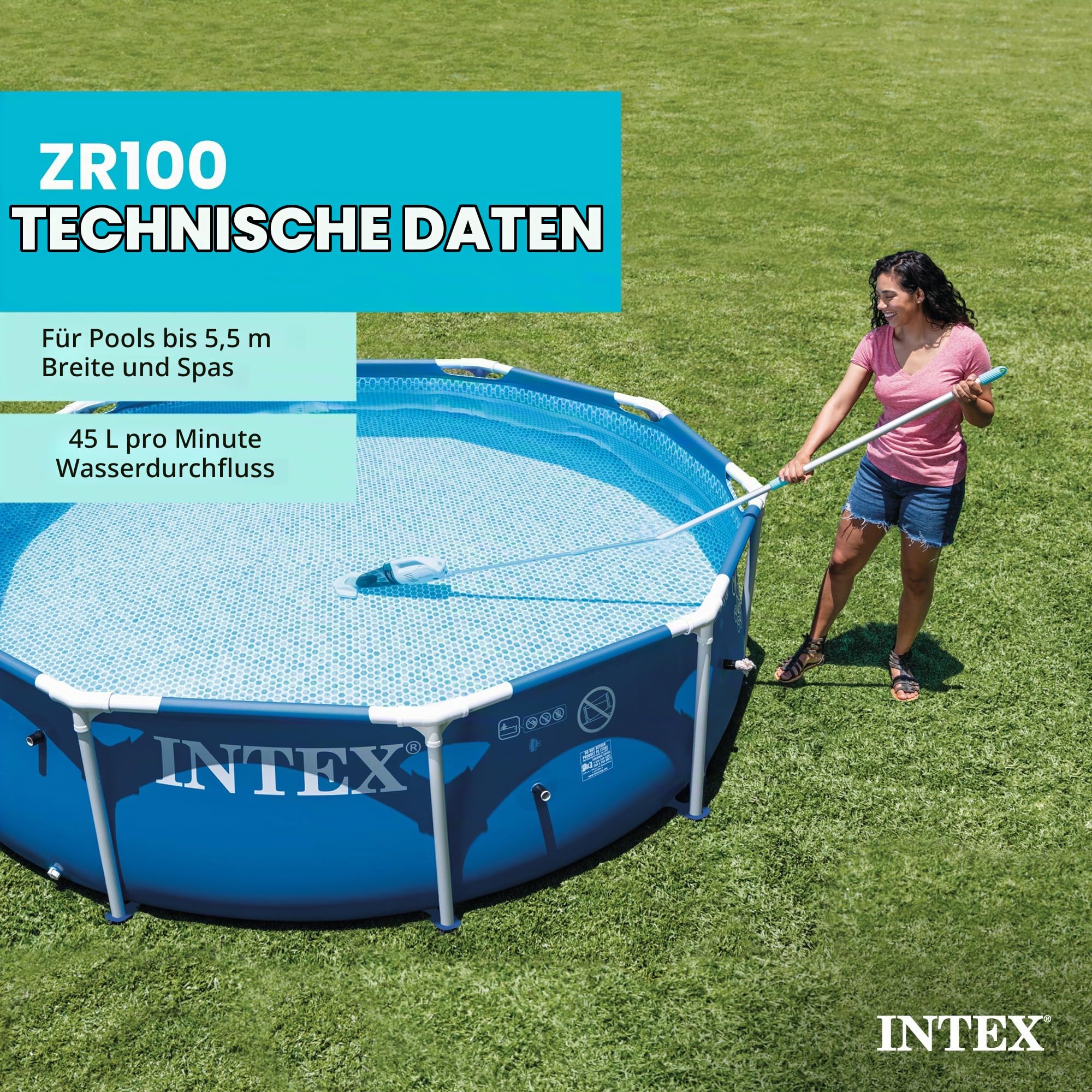 Intex 45 Liter Pool- und Spa-Vakuum ZR100, geeignet für den Einsatz mit allen PureSpas, oberirdischen Pools und Bodenpools