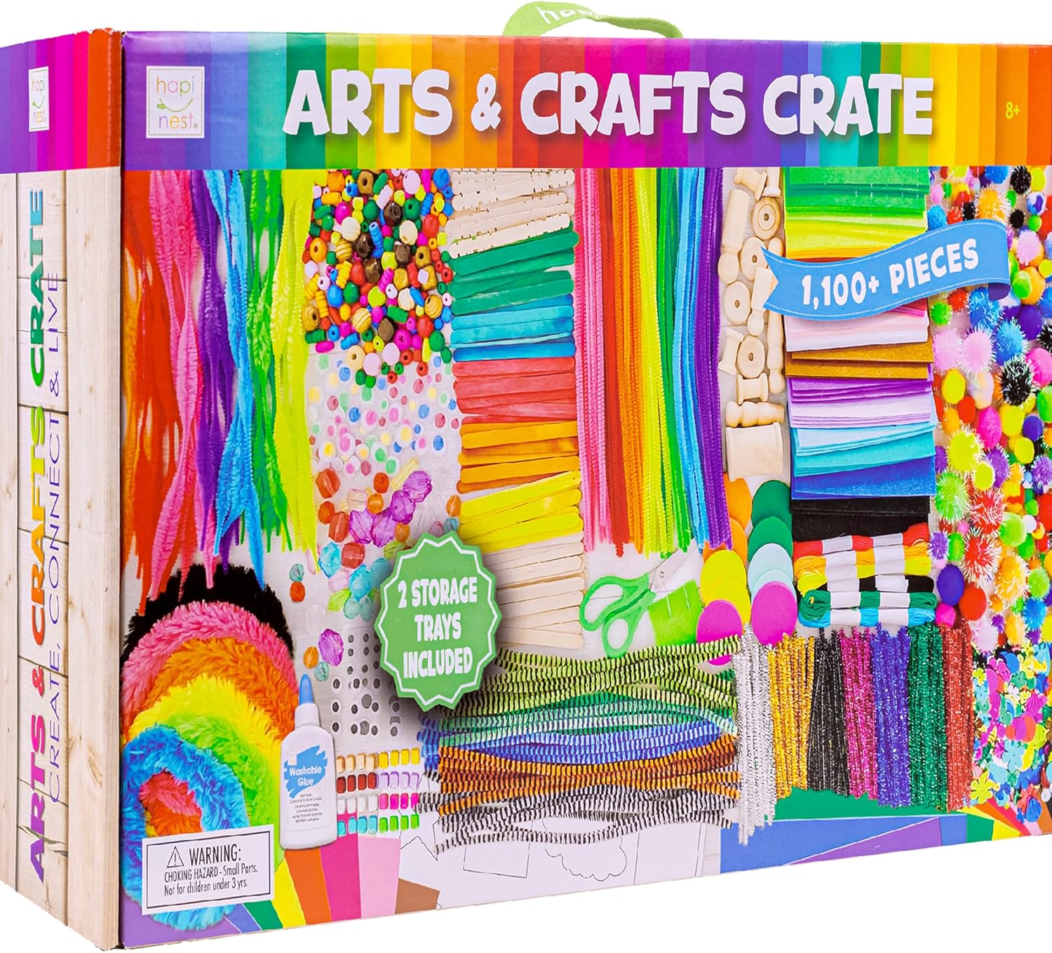 Hapinest Arts and Crafts Crate Kit 1100+ Pieces Bulk
