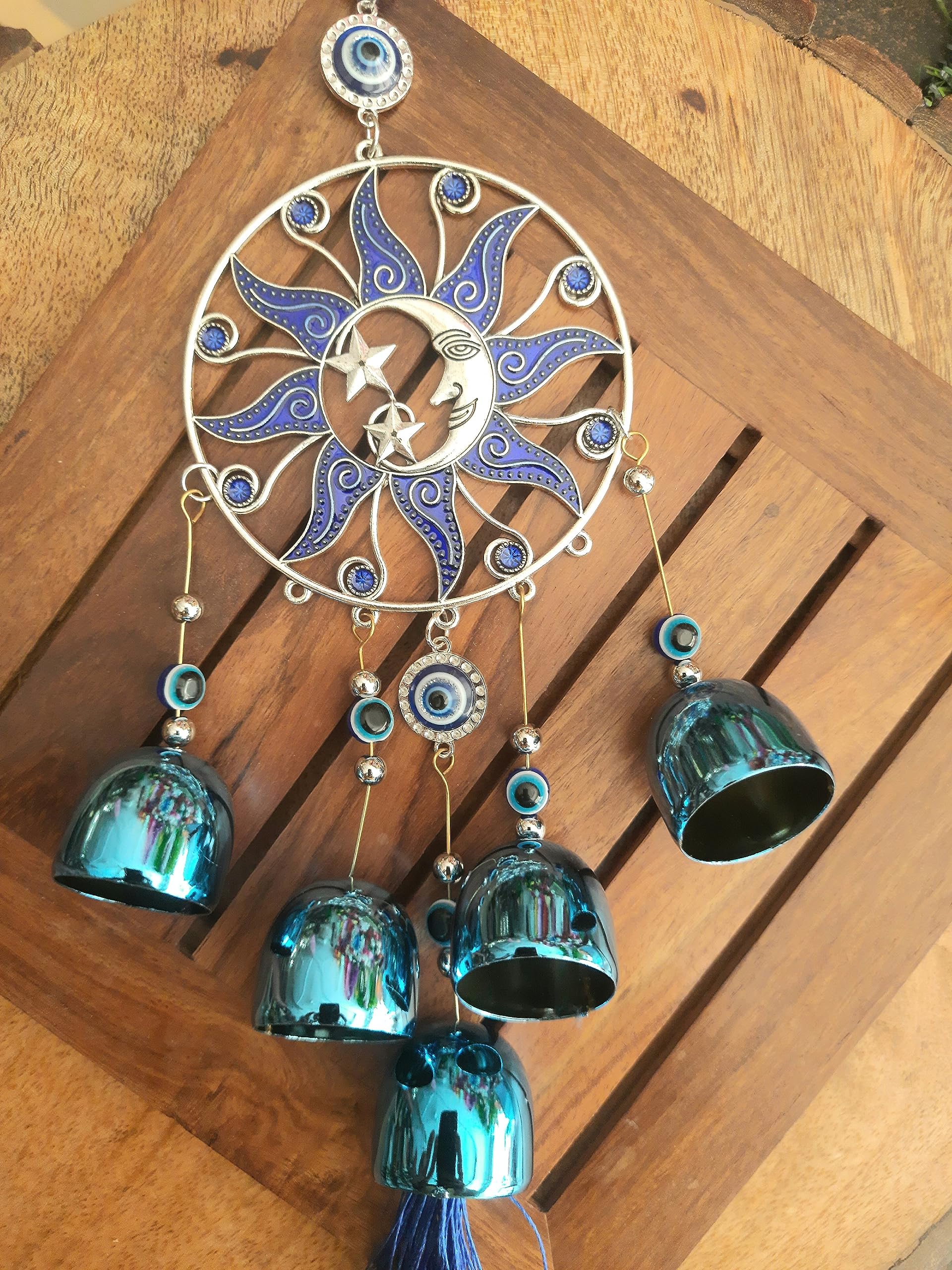 DT DECTONE Metal Blue Turkish Evil Eye Nazar Battu Hanging Lucky Pendant Hanging Ornament Amulet For Car, Home & Office Protection And Blessing From Negative Energy 3