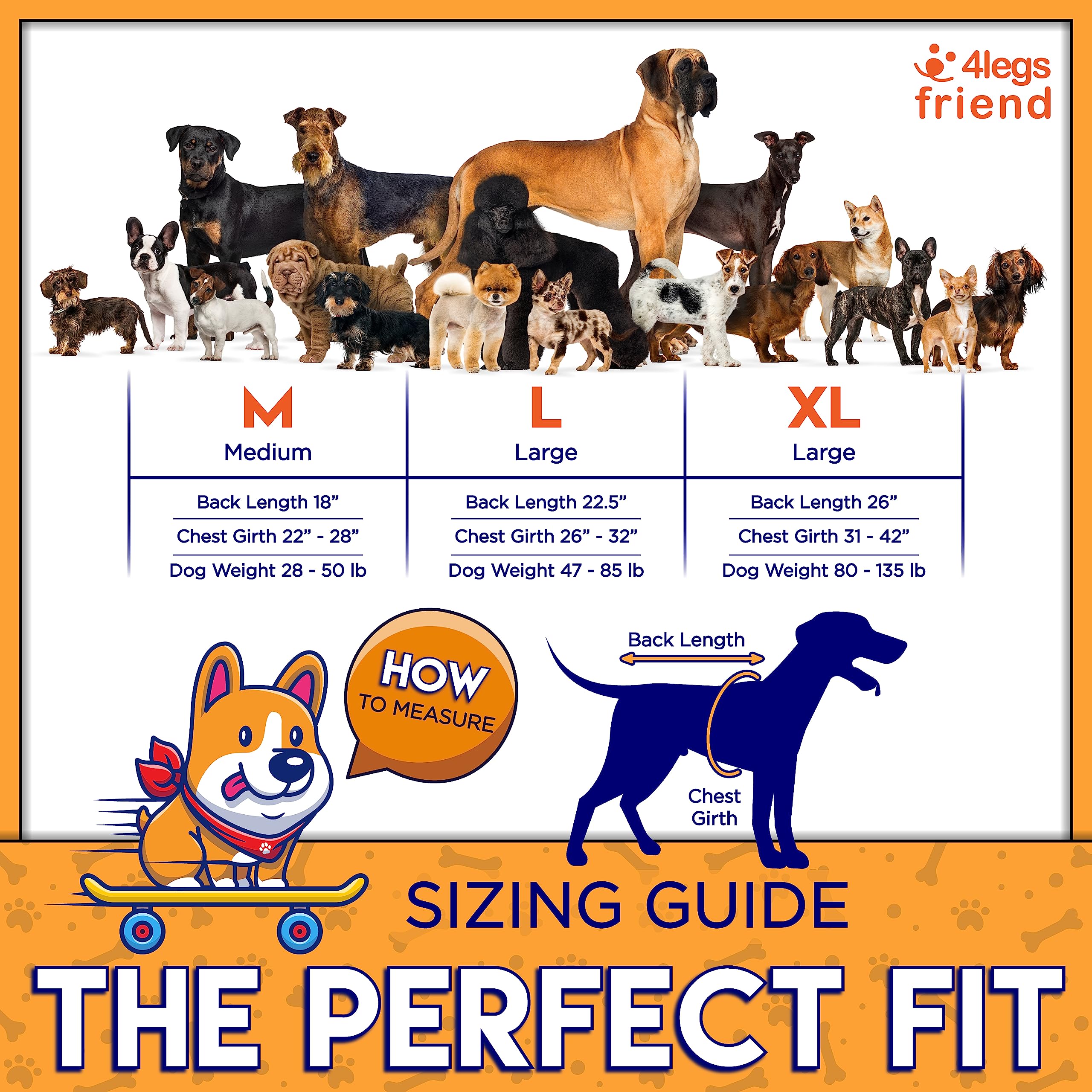 Gilet Rafraîchissant pour Chien 4LegsFriend - Confort et Fraîcheur pour Votre Compagnon Canin ! (Orange, M)