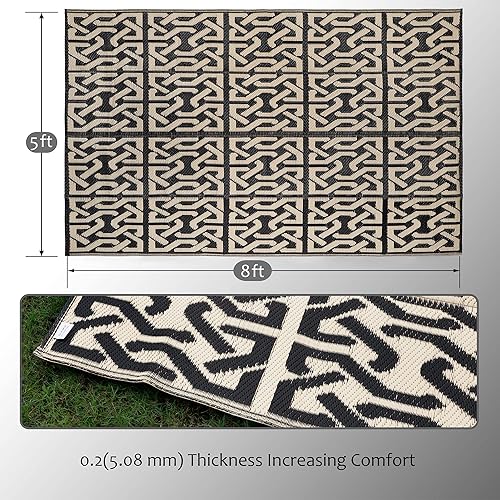 Miniatura 2 de SAND MINE Alfombras reversibles, alfombra de paja de plástico, alfombra de área moderna, alfombra de pavimento grande y alfombra para exteriores,