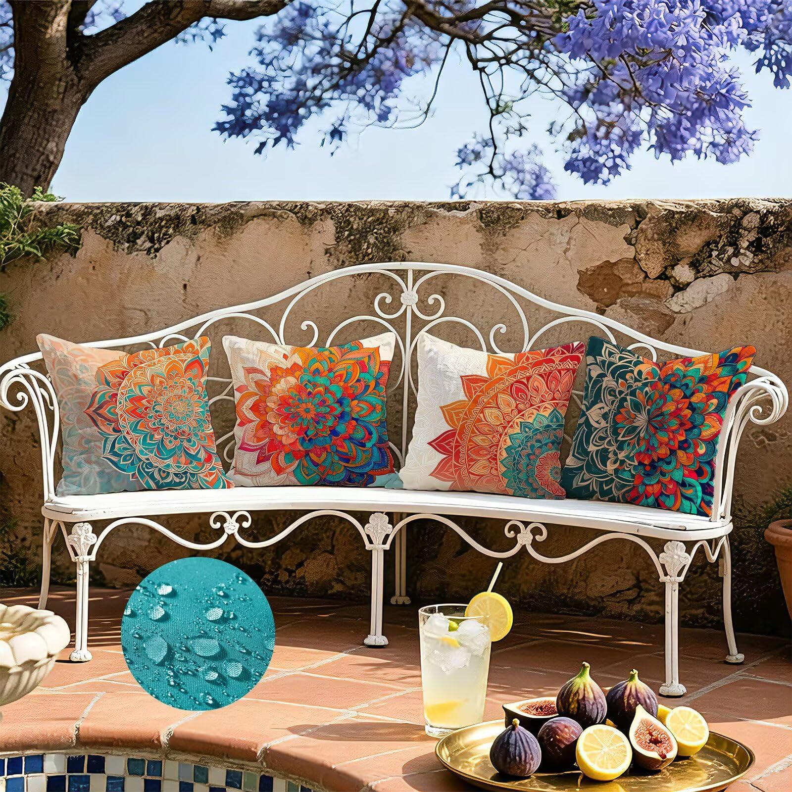 Cojines Exterior Color Naranja Funda Almohada 45x45cm Juego de 4, Cod-506
