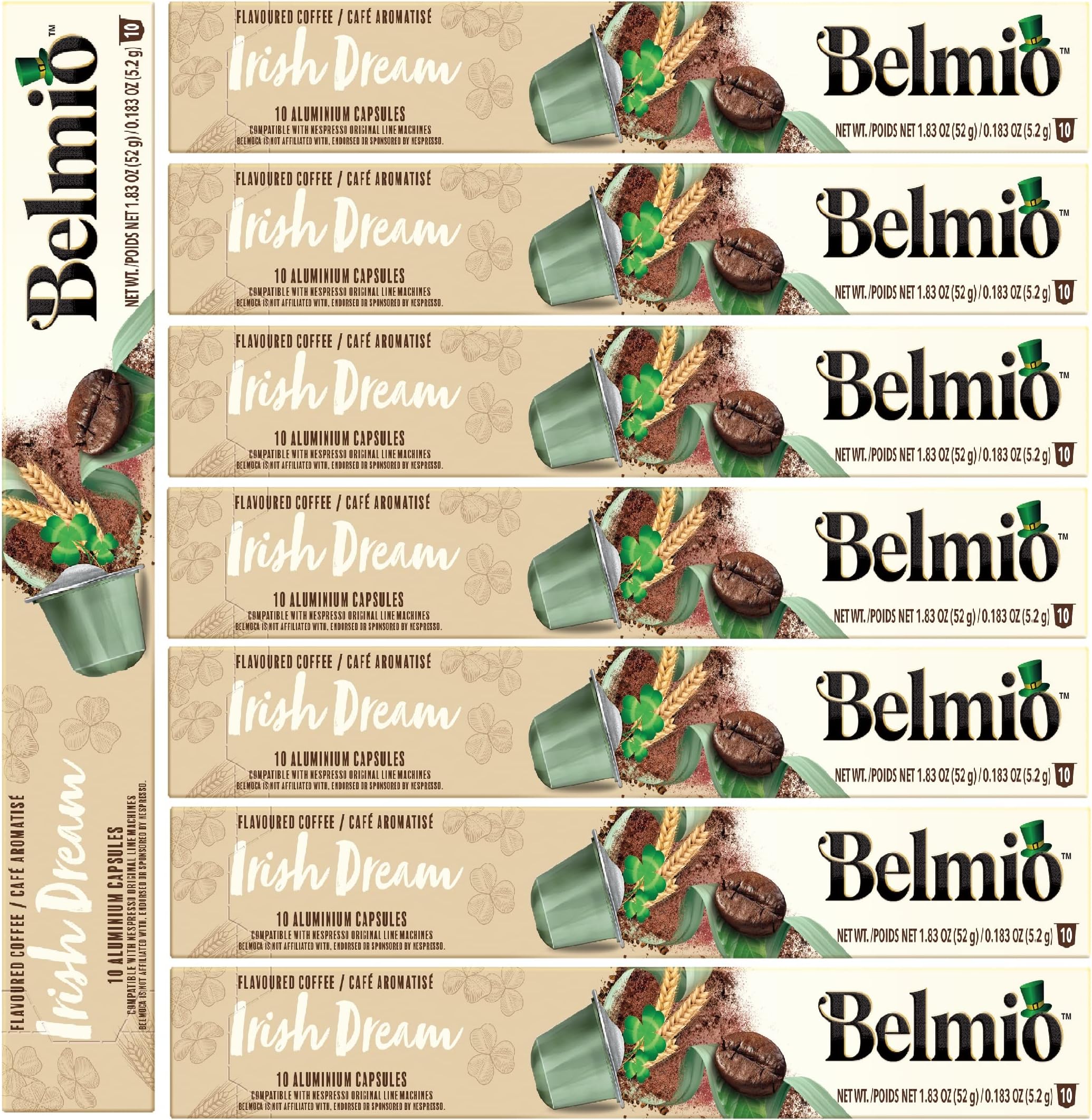 Belmio Irish Dream Flavour Aluminium Coffee Capsules, Pack of 8 (Total 80 Capsules)
