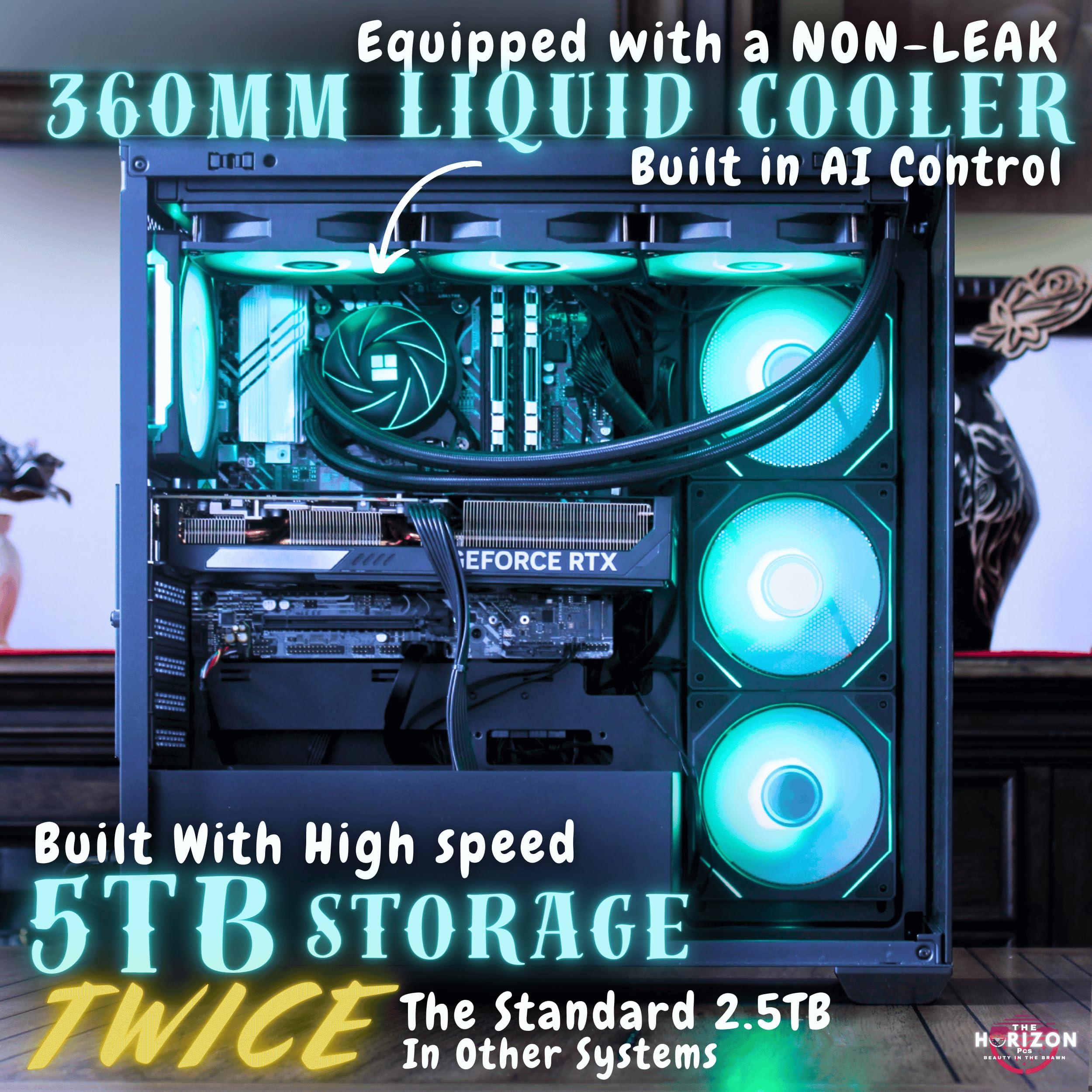 The Horizon Autherium I9 RTX Gaming PC || Core I9 CPU || RTX 5070 OC || 64GB RAM || 5TB Storage || 1.2GB/s WiFi, VR and Gaming Ready || Windows 11 PRO