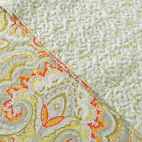 Vista 63 de NEWLAKE Juego de colcha de algodón, juego de colcha reversible de retazos, estampado real clásico turquesa, tamaño Queen Turquesa Clásico