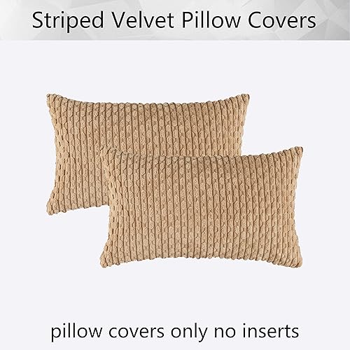 Vista 533 de Kevin Textile - Juego de 2 fundas decorativas para cojines, de pana y con moderno estilo campestre bohemio a rayas para decorar hogar, sofá, cama