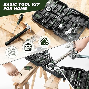 Prostormer 160-Piece Tool Set, Basic Home Repair Kit, Green