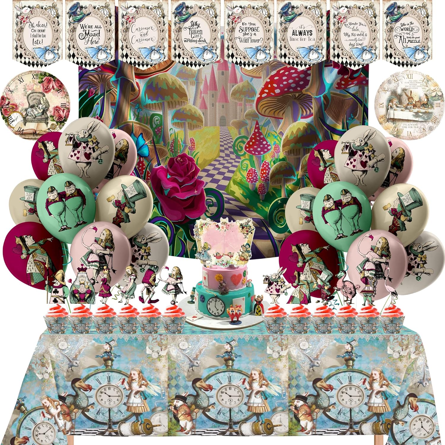 Nelton Party Supplies For Vintage Alice Includes Cake