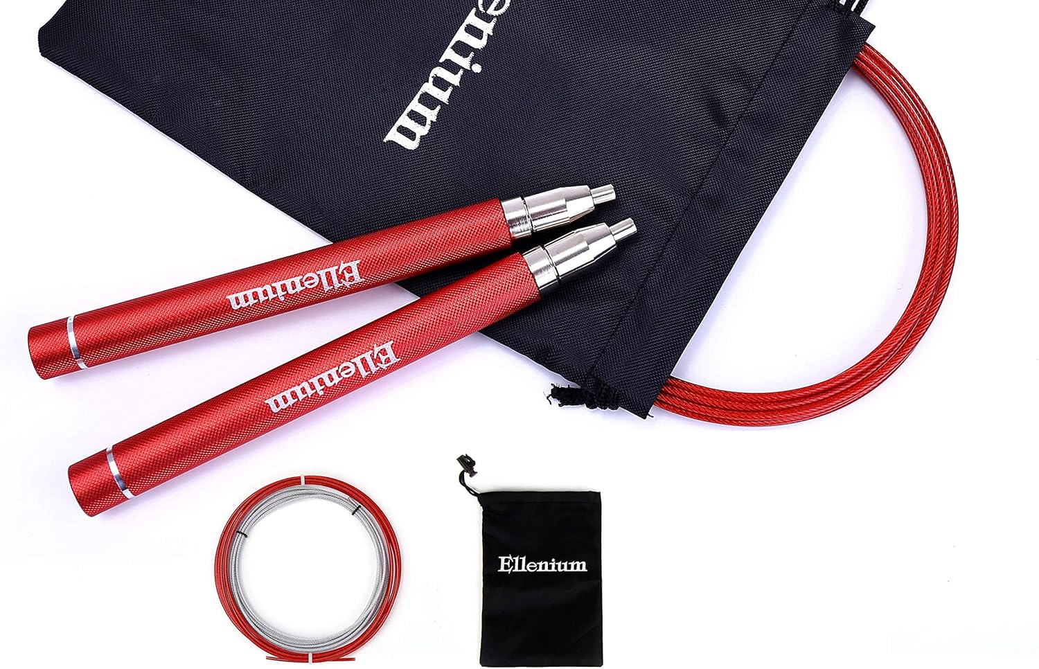 High Speed Jump Rope - Premium Quality Self-locking Adjustable Boxing Speed Rope, Fast & Smooth, Anti-slip Handles | Boxing, MMA, Double Unders, Rx WODs, Fitness Workouts by Ellenium