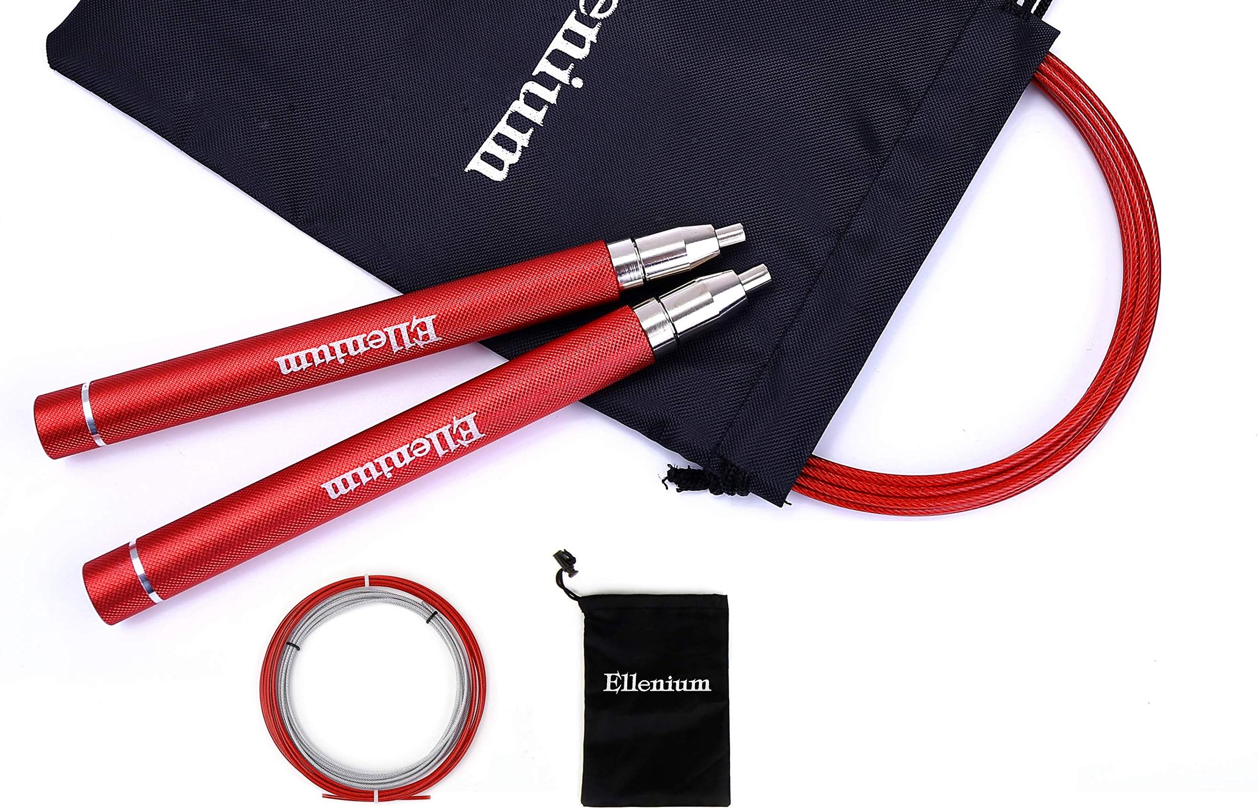 High Speed Jump Rope - Premium Quality Self-locking Adjustable Boxing Speed Rope, Fast & Smooth, Anti-slip Handles | Boxing, MMA, Double Unders, Rx WODs, Fitness Workouts by Ellenium