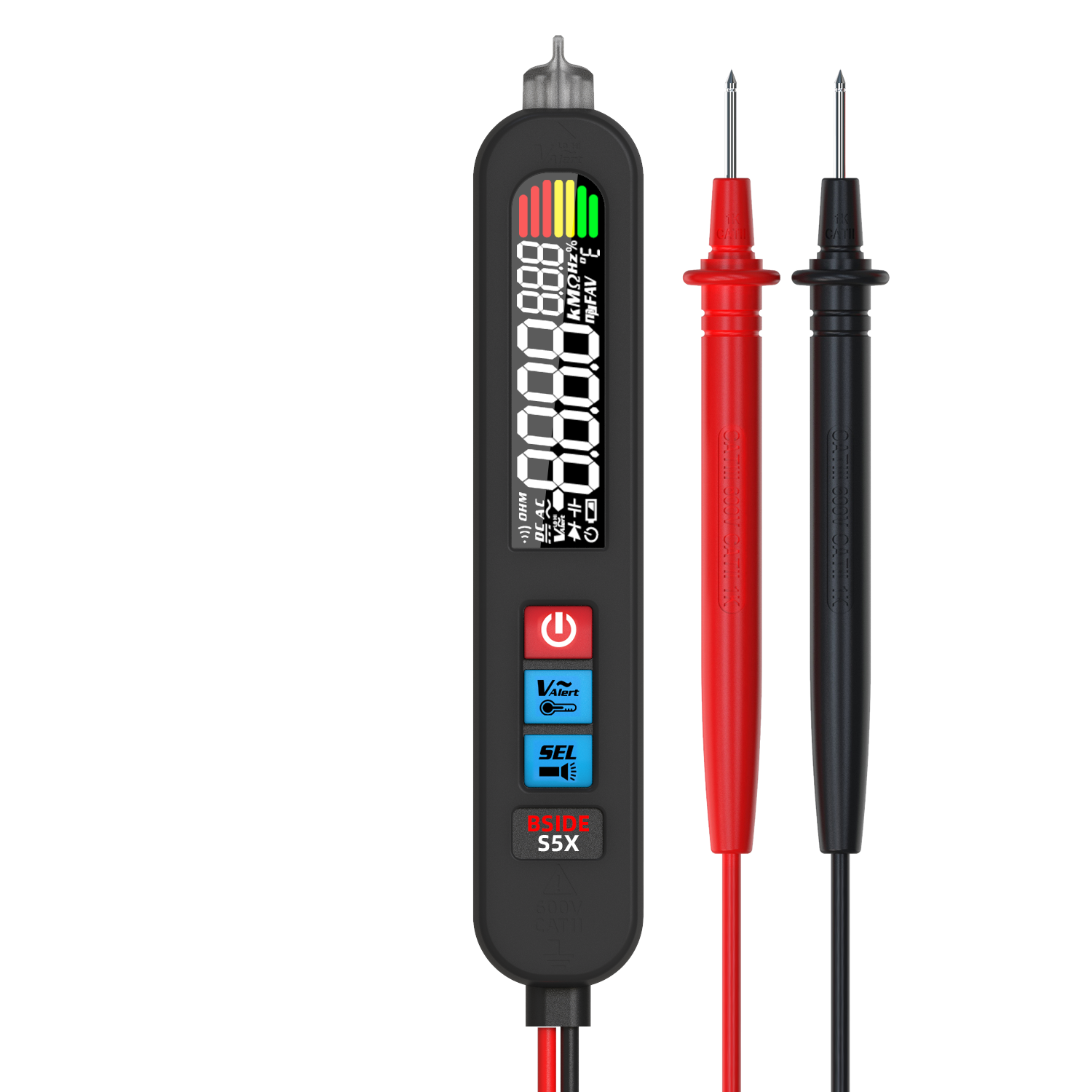 Stylo Multimètre Numérique BSIDE S5X - Écran Couleur VFD, Détection NCV, Rechargeable | Testeur Électrique Professionnel