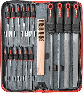 Hi-Spec 17pc Metal Hand & Needle File Tool Set – T12 Steel Mini & Full-Size Flat