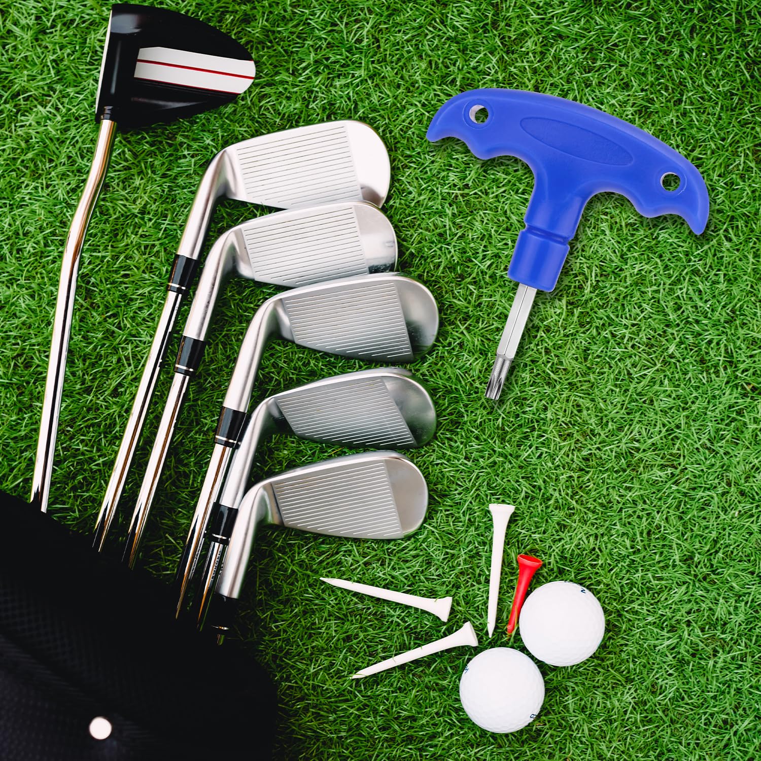 Llave de Golf, Herramienta de Golf Ajustable, Llave de Golf con Mango de plástico, Herramienta de Golf de Acero Inoxidable, Llave de Golf para Palos de Golf, Eje del Driver