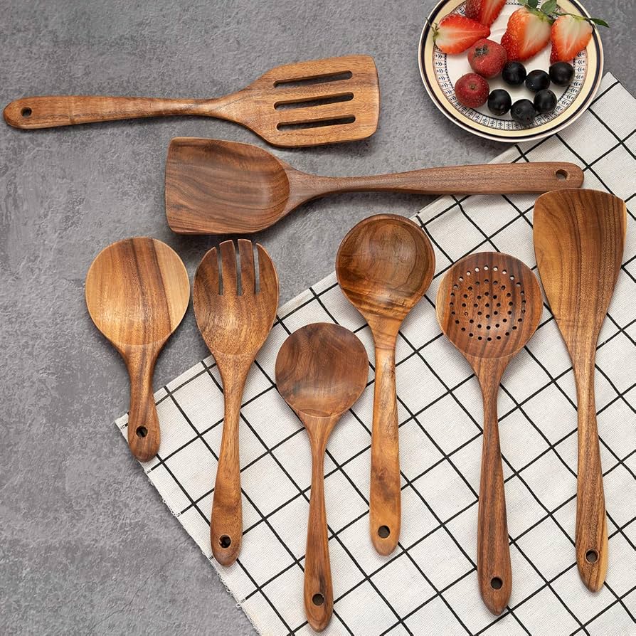 Amazon | キッチンツール8点セット 天然ミレシア木製 調理器具