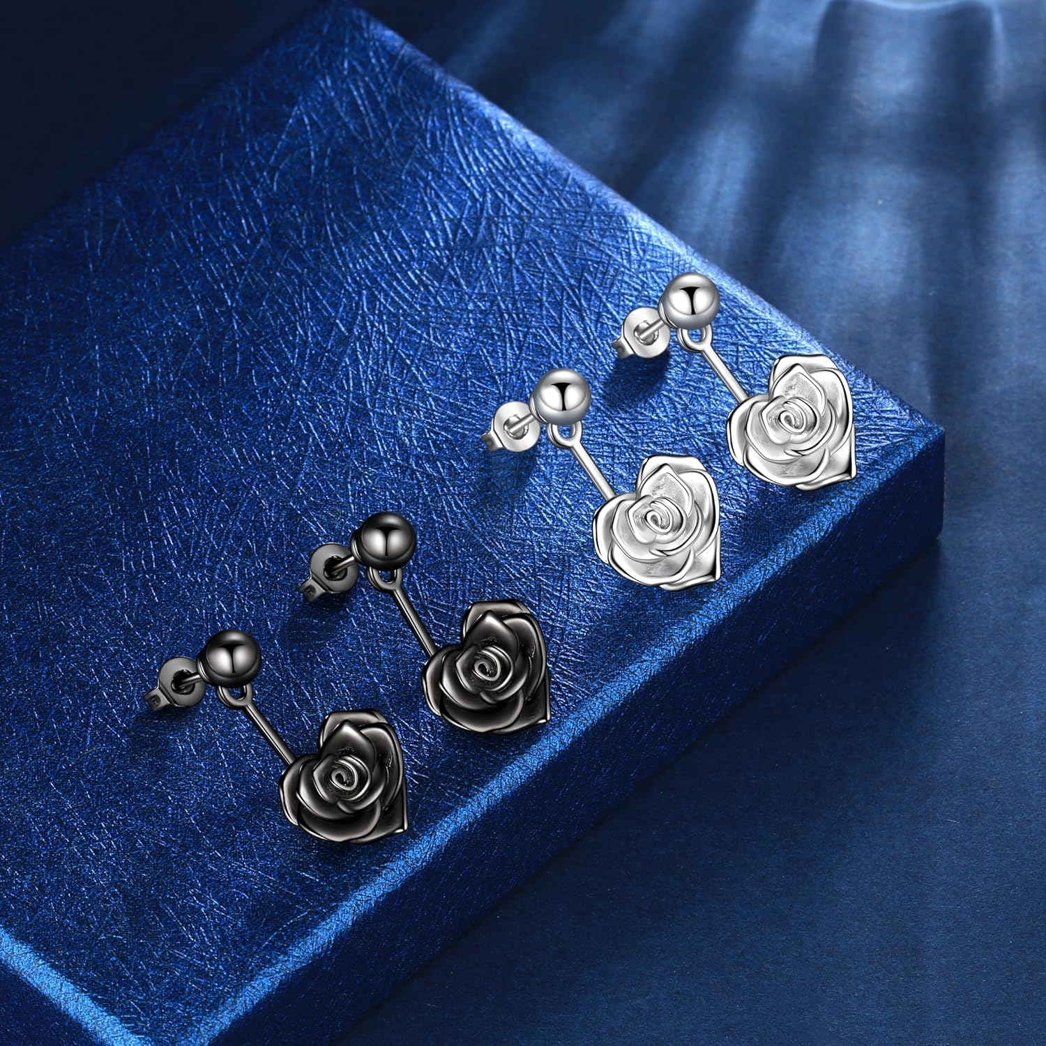 beautlace Rose Heart Necklaces/Stud Earrings Silver/Black Gun Plated Flower Love Heart Pendant/Earring Elegant Jewelry Gifts for Women - Image 8