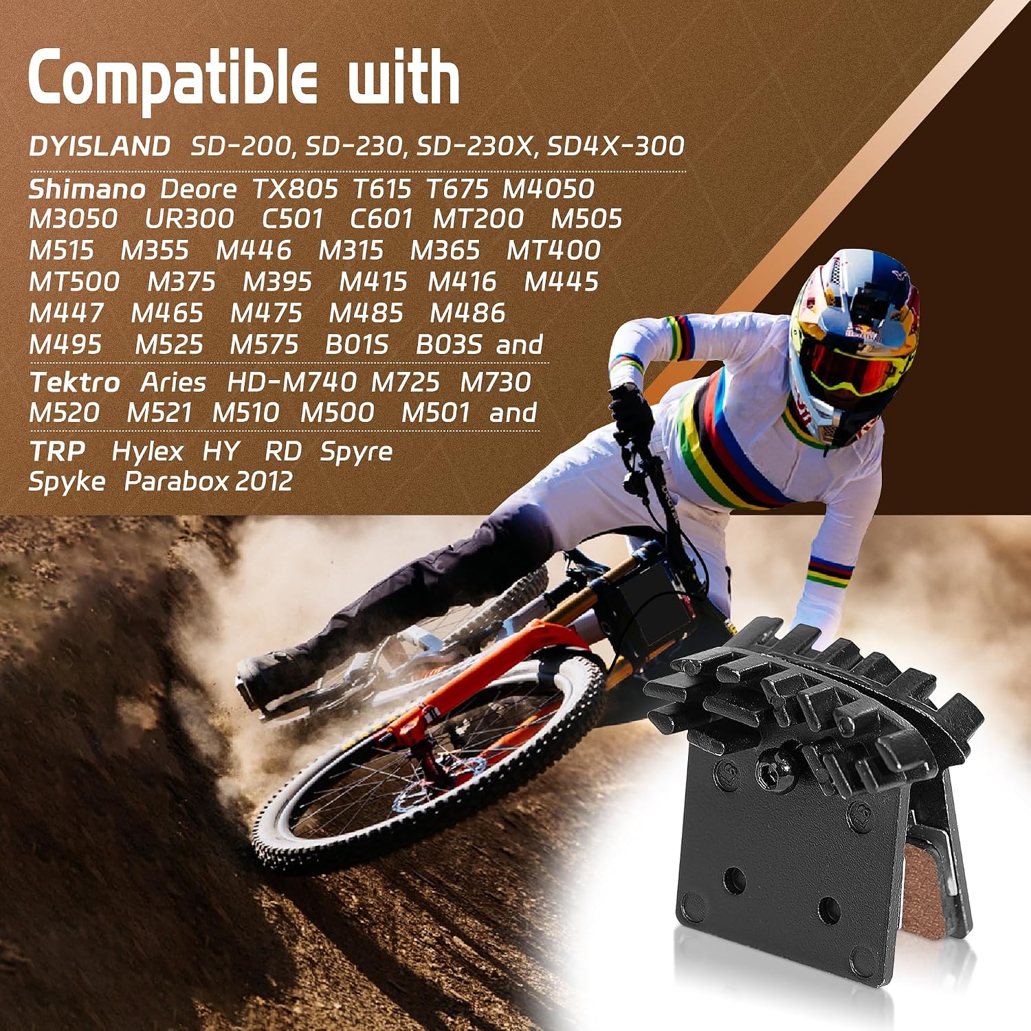 MT3S Heat Dissipation Resin Bike Disc Brake Pads with Cooling Fin,Compatible with XTR M9000/DEORE XT M8100/DEORE XT M8000/DEORE XT M780/SLX M7100/SLX M7000/SLX M670/SLX M660/DEORE(2 Pairs)
