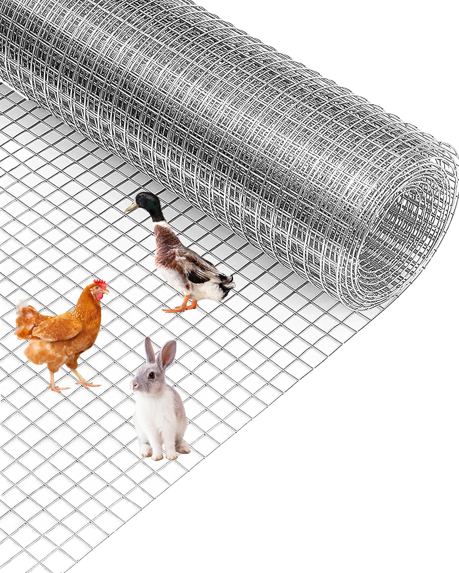 Aptliton Silver-1/2" 36In X 50Ft 19 Gauge Galvanized Hardware Cloth – 1/2 Inch Mesh Roll For Garden Trellis, Poultry Netting, Animal Barrier, Rust Resistant Fence – Silver, Size: 0.9X15m