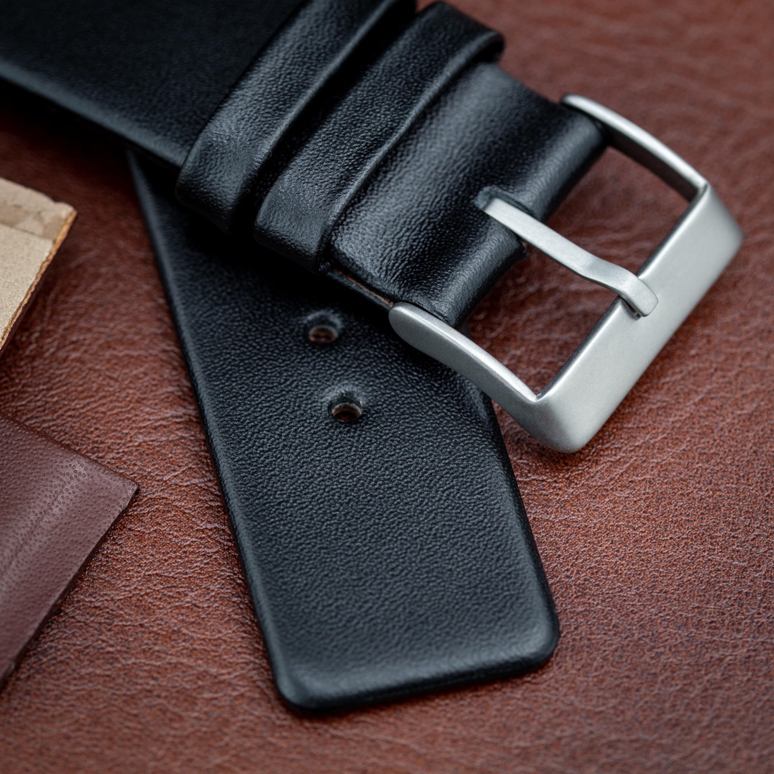 Buckle & Stitch Leather Watch Strap - Designed for 22mm Skagen Screw Style Watches - 4 Screws Included - Black and Brown - 233XXLSLB - Aftermarket Watch Band