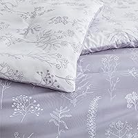 Vista 145 de Bedsure Juego de edredón de tamaño Queen, color lavanda, lindo, floral, regalo para mujer, 3 piezas, 1 suave edredón reversible con flores y 2