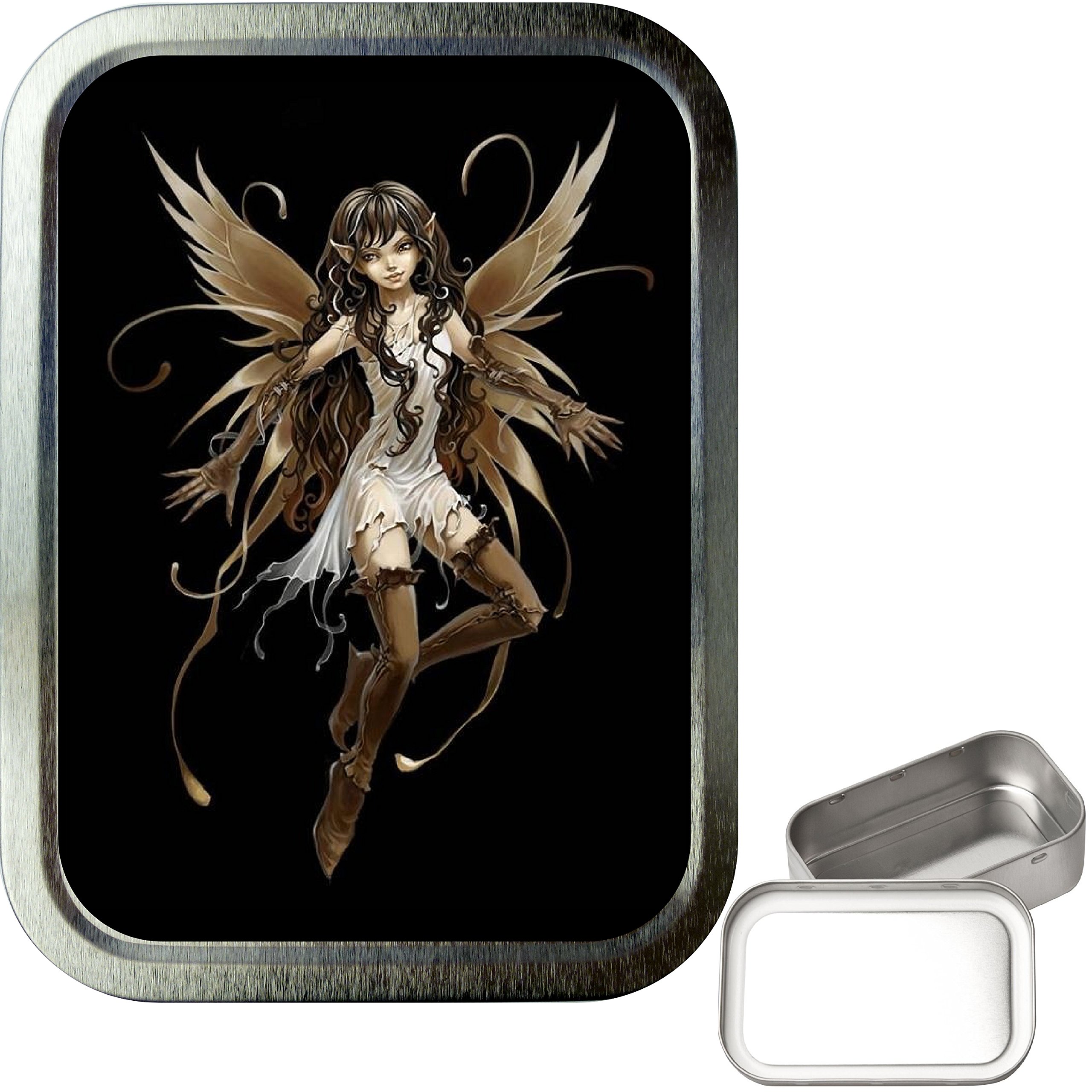 TEEZ - Dark Fairy 2oz Silver Tobacco tin, Baccy Tin, Smoking Tin