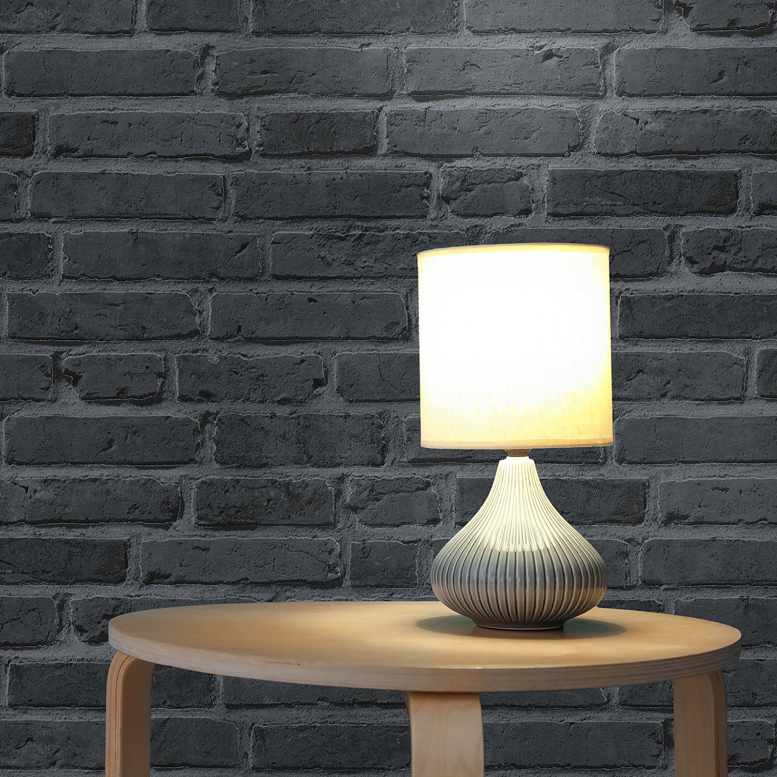 Ricco M1-No.890 - Carta da parati in pietra 3D, Rivestimenti Pareti Effetto Pietra, Colore Nero, per Soggiorno, Cucina, Camera da Letto