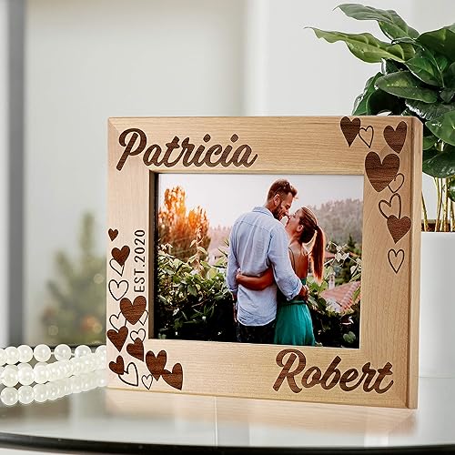 Vista 50 de GIFTBYGIFTY Marcos de fotos de amor personalizados para parejas con nombre, 4 x 6 pulgadas, regalos de San Valentín personalizados para él, ella