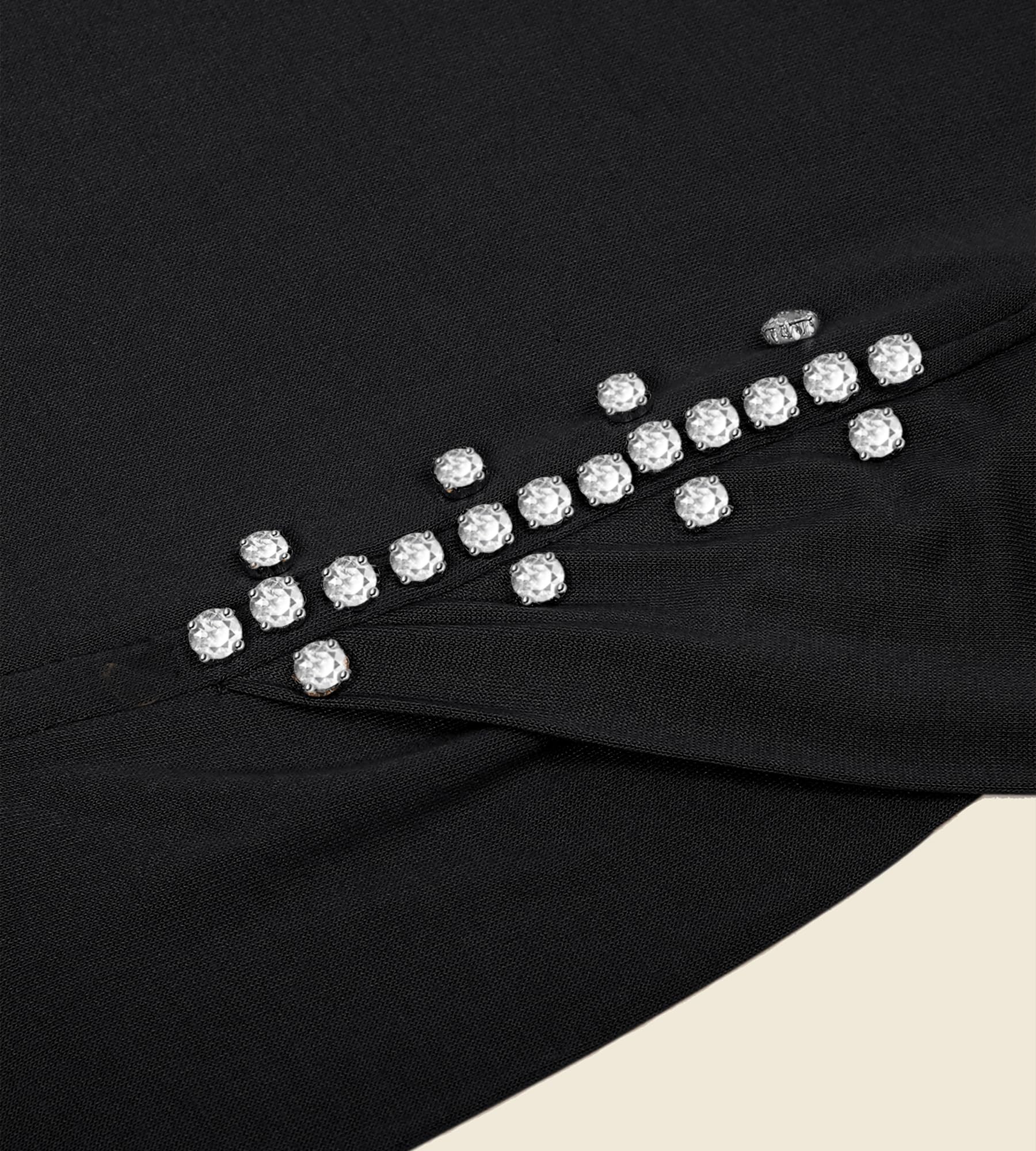 YI HENG MEI Instant Jersey Hijab Scarf for Women with Rhinestones, Pre-sewn Non-See Through Hijabs Muslim Head Scarfs, Black