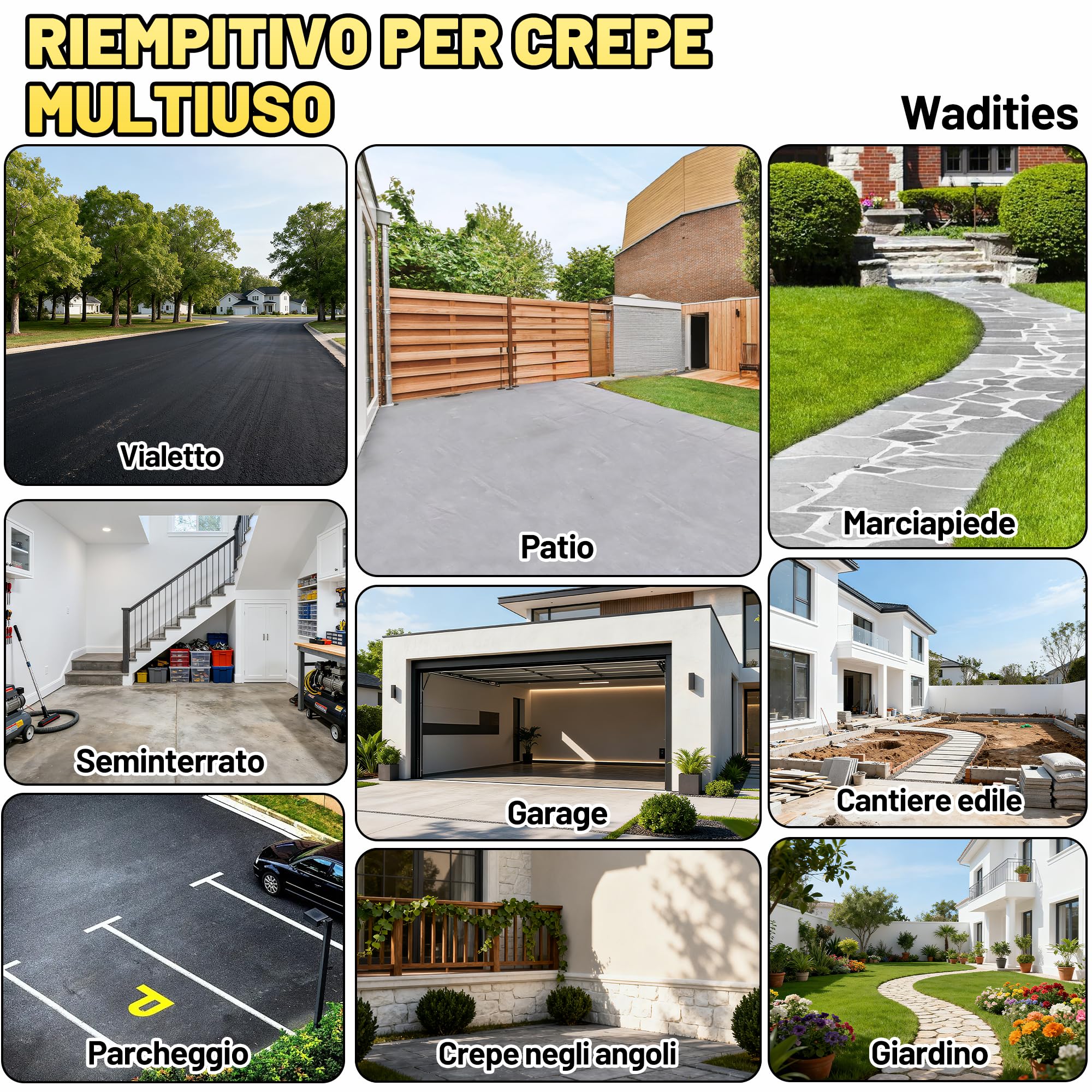 Stucco per crepe nel calcestruzzo 3.6kg, sigillante impermeabile per riparazioni su lastre di calcestruzzo, vialetti, passerelle, terrazze, giunti, sigillante per esterni ad asciugatura rapida - Grig