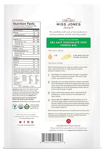 Miniatura 2 de Miss Jones - Mezcla de galletas orgánicas para hornear, sin OMG, apto para veganos, llenas de chispitas Chip de chocolate con sal marina de 13 onzas