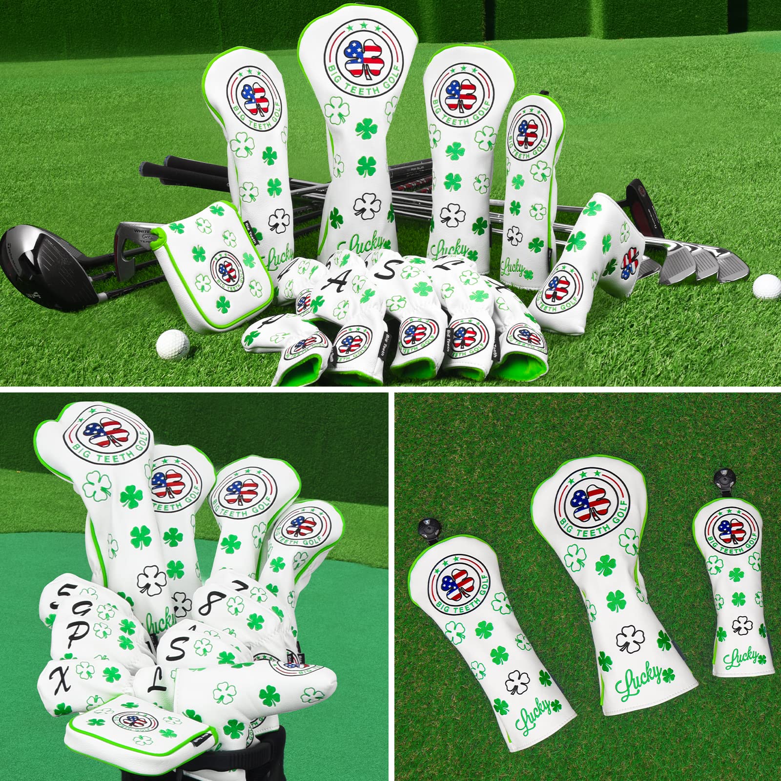 BIG TEETH GOLF ラッキークローバー ヘッドカバー 2点セット Amazon.co.jp: Big Teeth ゴルフヘッドカバー ドライバーハイブリッド