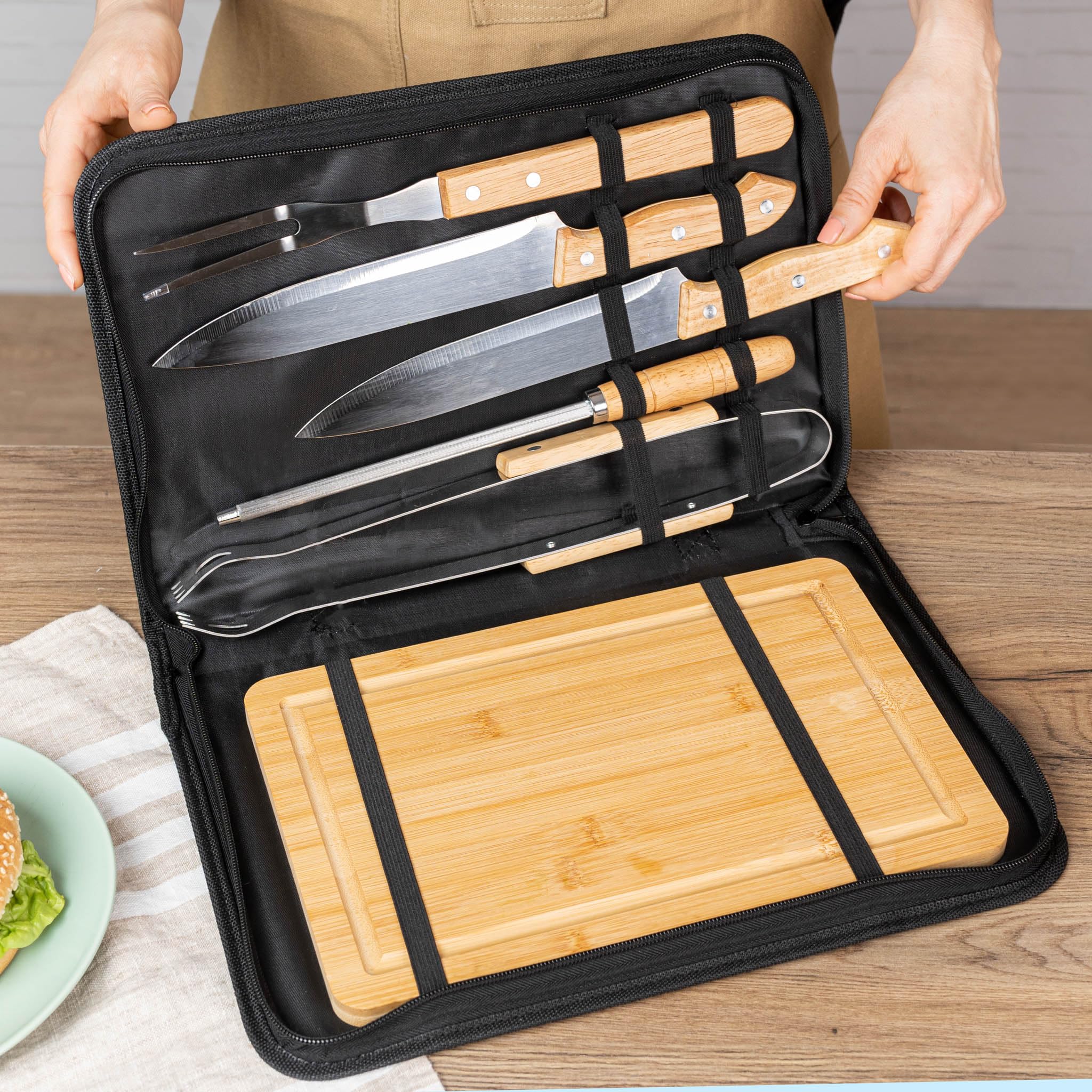 Wanapix Kit Barbecue Personnalisé Ustensiles BBQ Malette 6 Accessoires Set
