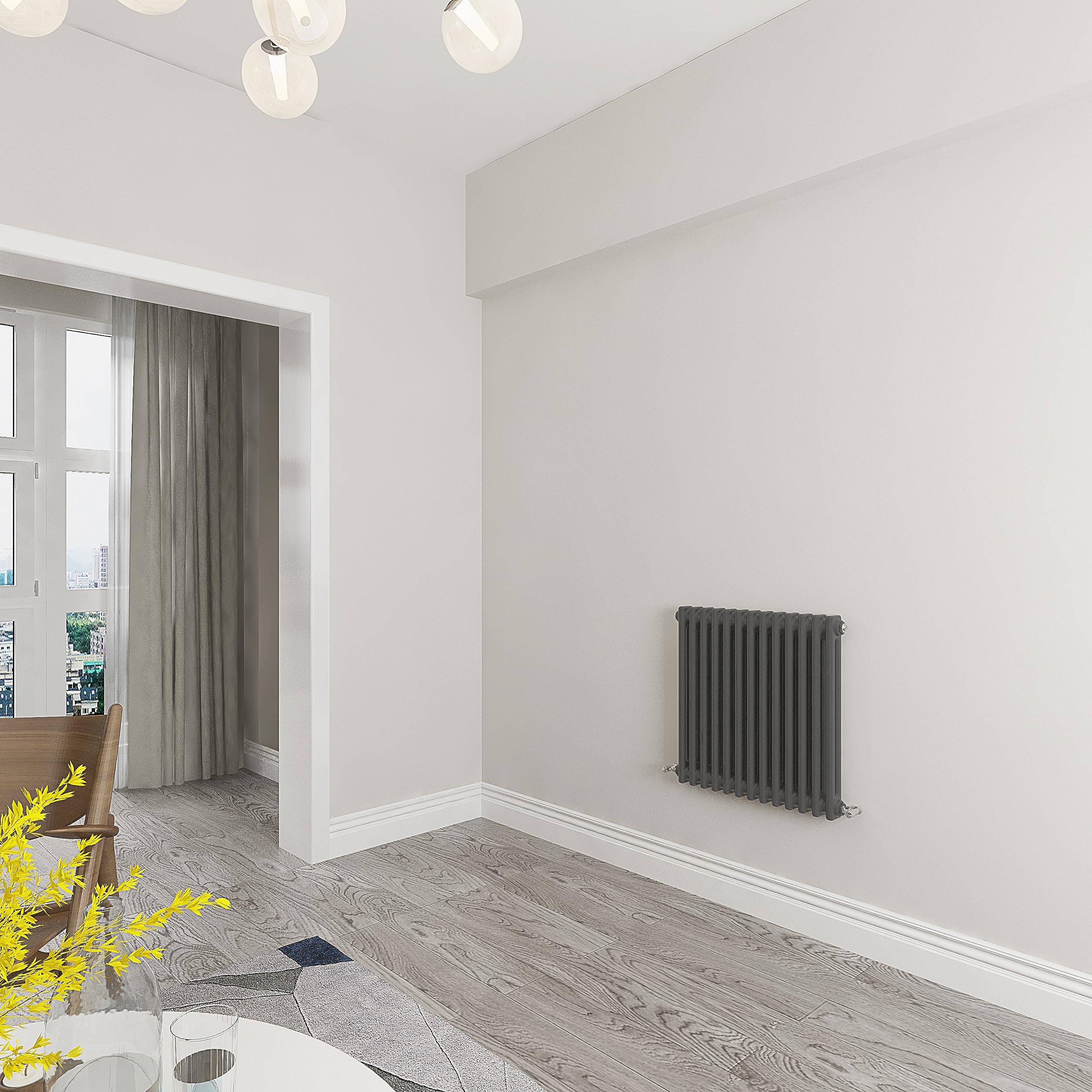 Acezanble∣Traditional 2 Column Radiator Horizontal Rads Cast Iron Style anthracite-600x605mm Centre Heating