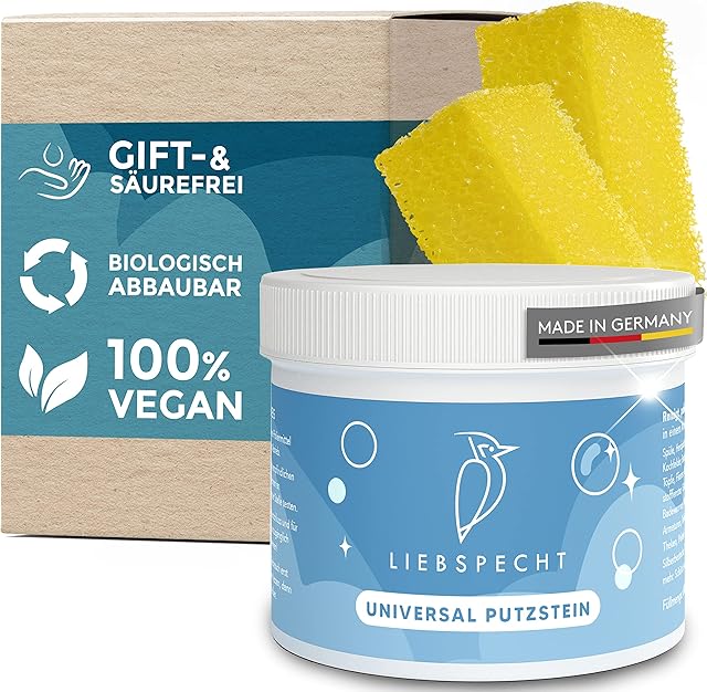 Liebspecht® Trwały kamień uniwersalny do całego gospodarstwa domowego [900 g], wysokiej jakości kamień do czyszczenia, uniwersalny środek czyszczący do łazienki, kuchni, WC, okien, płyty ceramicznej,