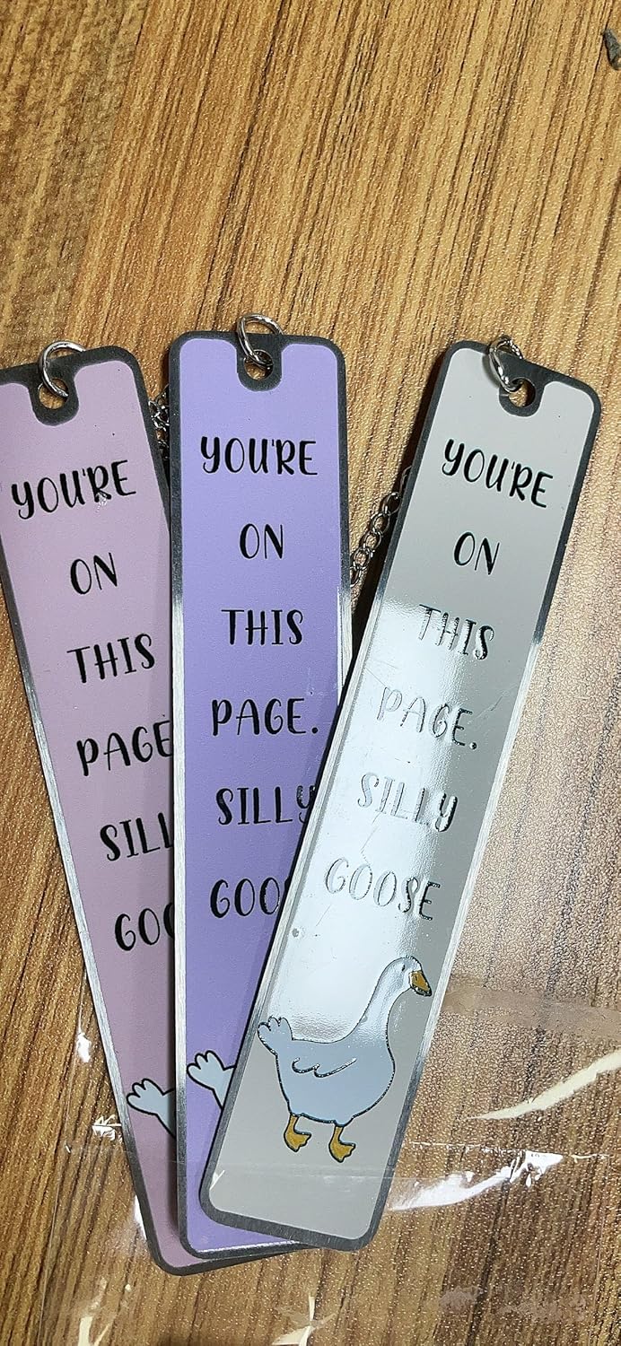 3Pcs Funny Silly Goose Bookmark Gifts for Book Lovers, Cute Bookmarks for Bookworm, Metal Book Mark Stainless Steel Bookmark Inspirational Women Men Reading Accessories Friend Teacher Birthday Gift