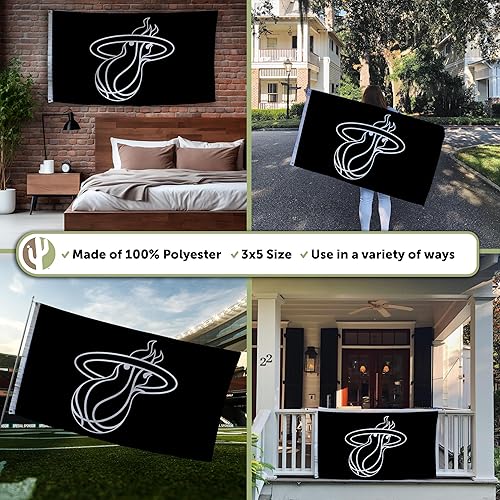 Miniatura 3 de Desert Cactus Miami Heat Flag Team NBA National Basketball Association 100% poliéster para interiores y exteriores, banderas de 3 x 5 pies (bandera