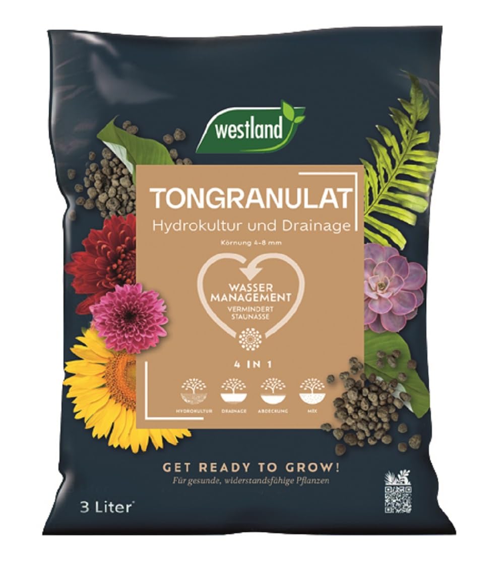 Westland Tongranulat, 3 Liter - Pflanzgranulat ideal für Hydrokultur, Drainage Substrat ohne chemische Zusätze, für Innen und Außenbereich