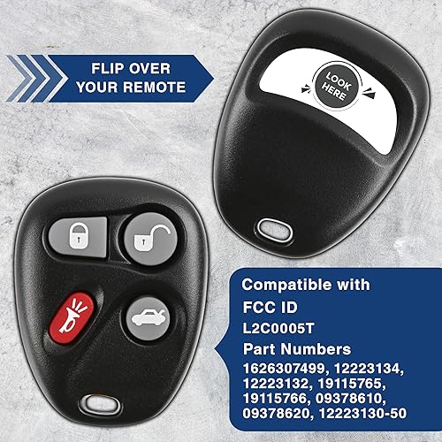 Miniatura 4 de KeylessOption Llavero de auto con control remoto para entrada sin llave, repuesto para L2C0005T, 16263074-99