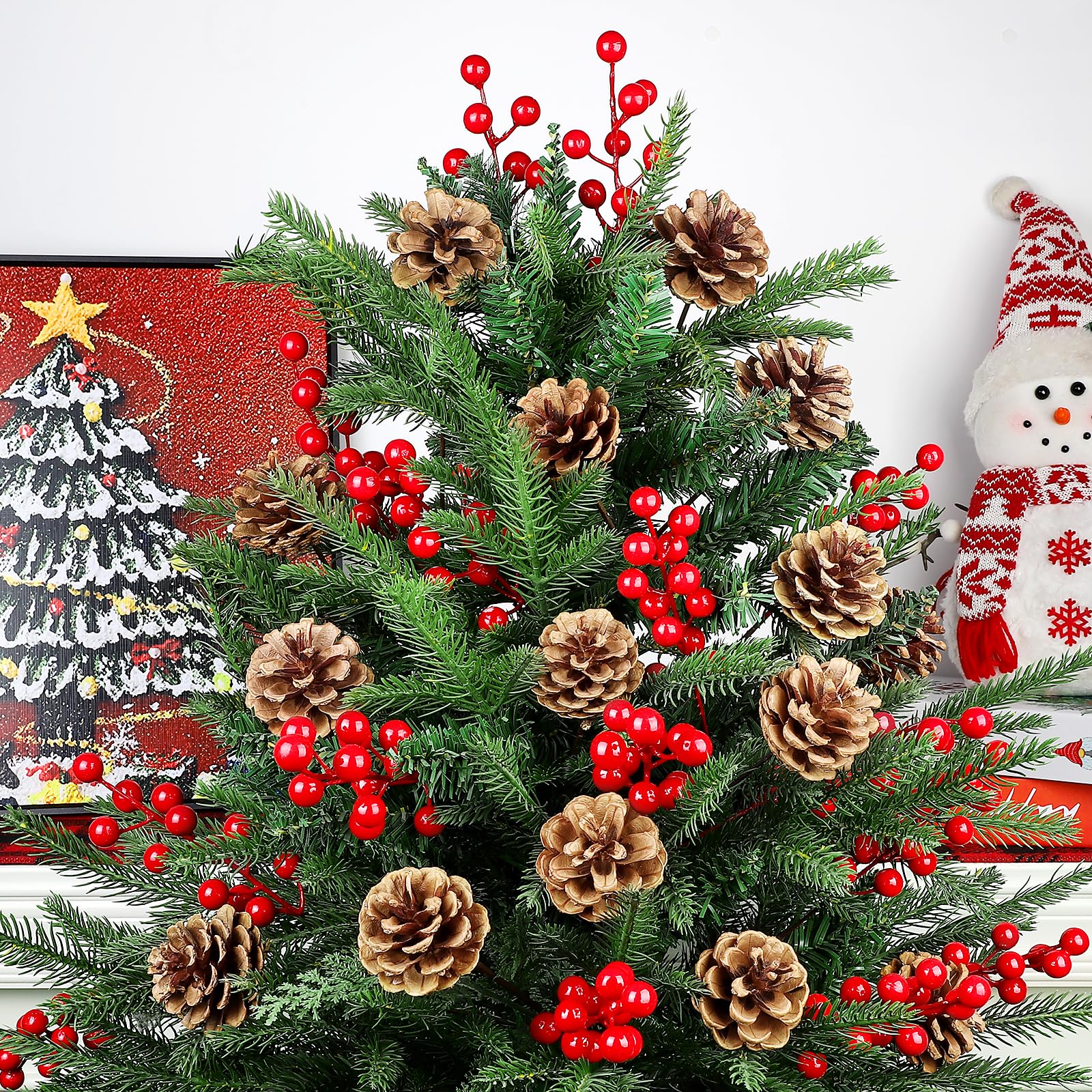 Palline a forma di pigna in vetro per albero di natale, confezione da
