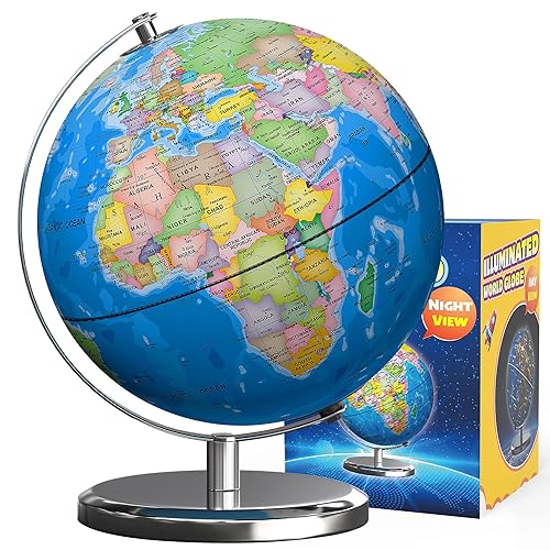 Illuminated World Globe with Stand, 9" Earth Globes with Stable
