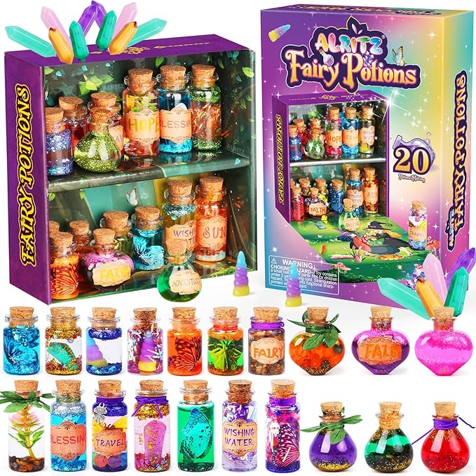 Alritz Fairy Potions Kit, Magic Mix Kit 20 Bottles, Christmas Gifts Decorations Ornaments Crafts Christmas Birthday Gifts Toys for Girls and Boys 6 7 8 9 10 11 12+Years Old Families Party