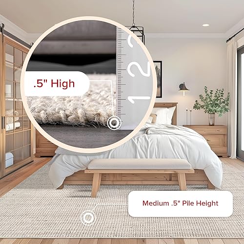 Miniatura 6 de nuLOOM Ashli - Alfombra sólida de yute estilo casa de campo, 10 x 14 pies, color blanco crudo