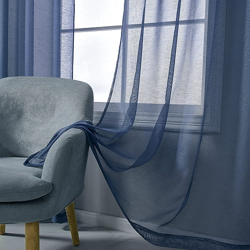 Miniatura 4 de Cortinas traslúcidas lavanda de 120 pulgadas de largo, juego de 2 paneles para sala de estar, cortinas semitransparentes de gasa de lujo sólidas,