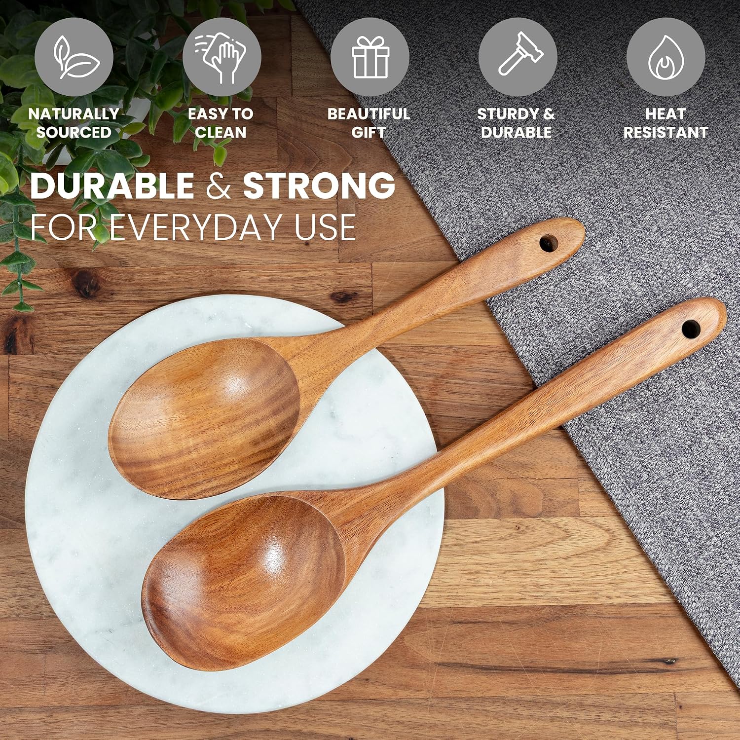 Zulay Kitchen Teak Wood Utensil Set