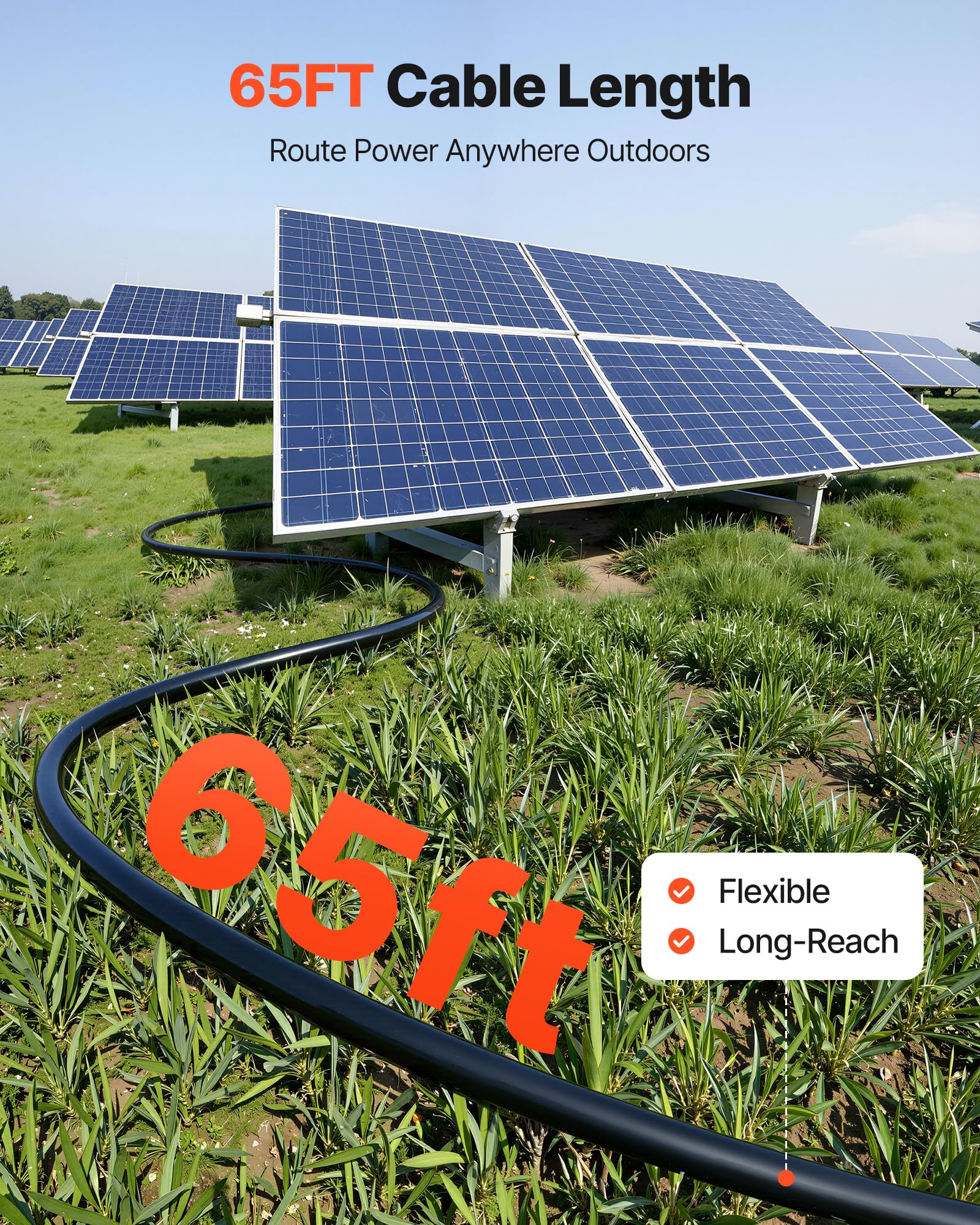 VEVOR Cavo di Prolunga per Pannello Solare Cavo Modulo Pannello Solare Calibro 6 mm² Prolunga Connettori MC4 19,81 m per Uso Esterno Auto Camper Guaina Ignifuga Corrente 30 A Temperatura -40°C a 90°C