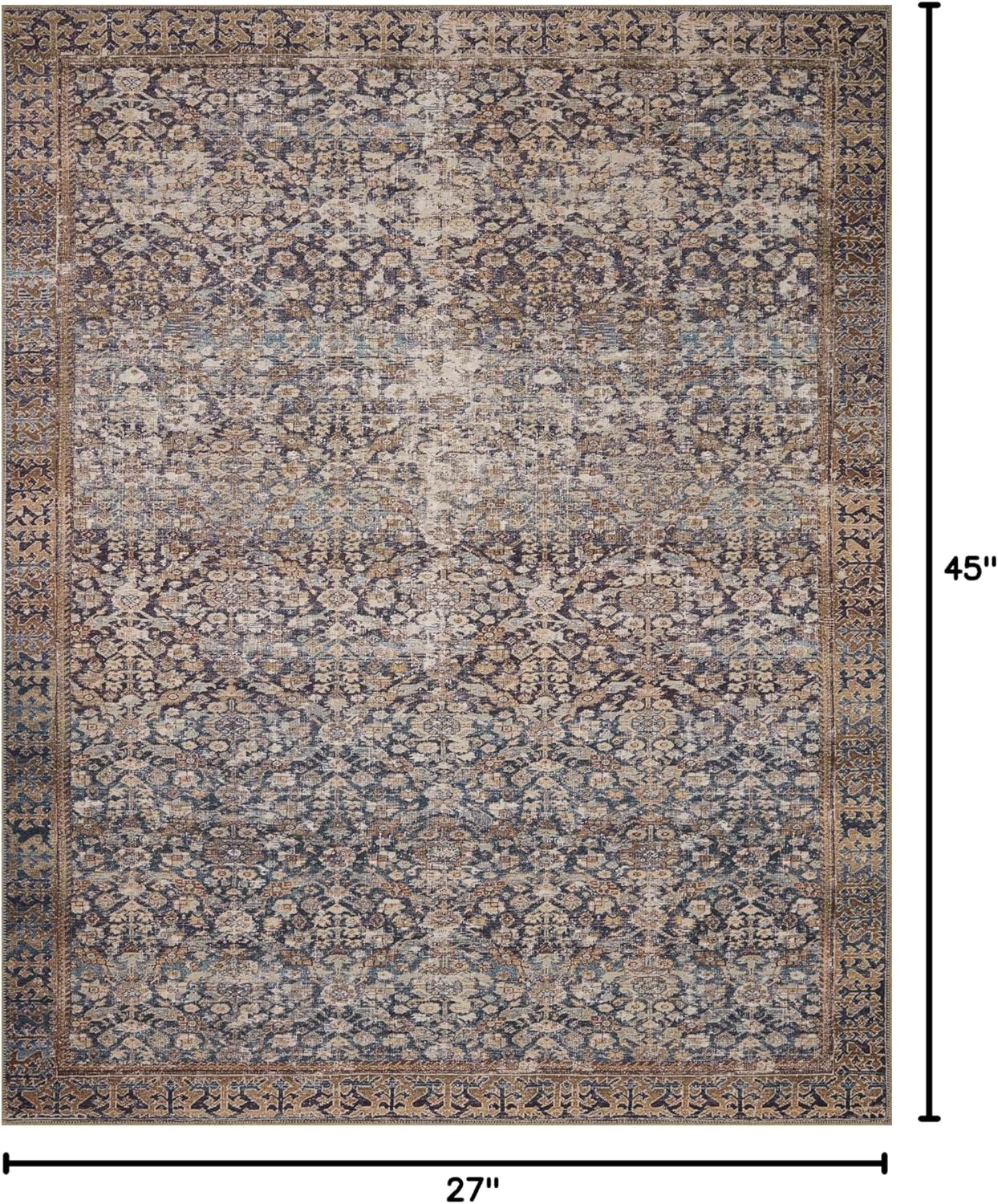 Georgie Denim and Spice Floral Wool Area Rug