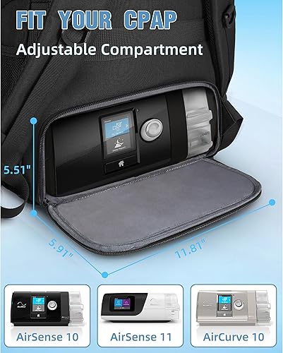 Miniatura 2 de Mochila CPAP, bolsa de viaje CPAP con compartimento para laptop de 15.6 pulgadas, mochila de viaje grande y organizada compatible con máquina Resmed